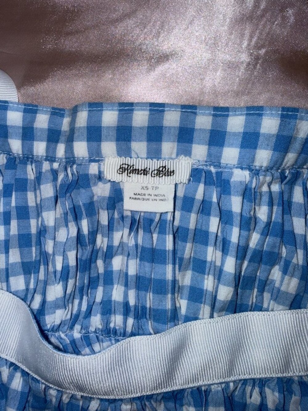 Kimchi Blue Women's Blue and White Gingham Babydoll Mini Dress - Picture 3 of 4